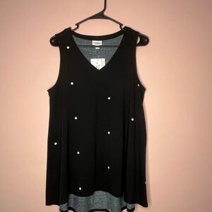 NWT LuLaRoe Kristina Black Tank Top with White Dots